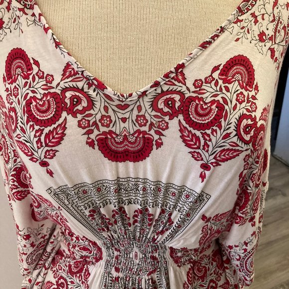 Cute tunic top, white and red, Egyptian - Picture 3 of 6